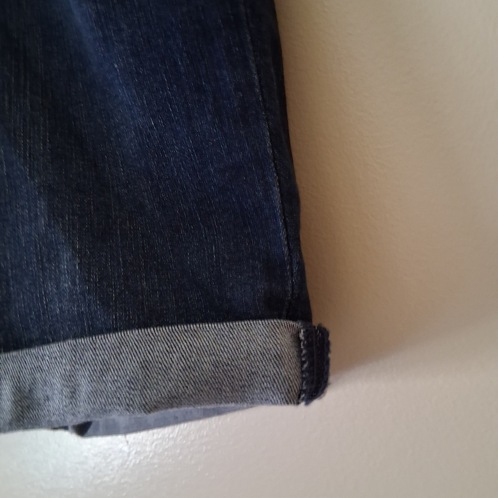Seven7 Women's Sunset Bermuda Rolled Cuff Jean Shorts - Dark Blue - Picture 6 of 7